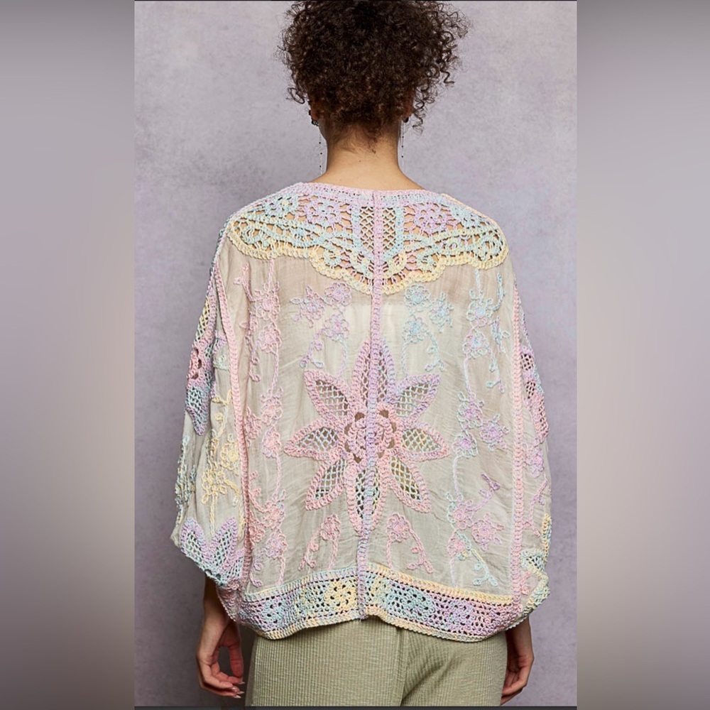 POL SMC310 Rainbow Crochet Sweater